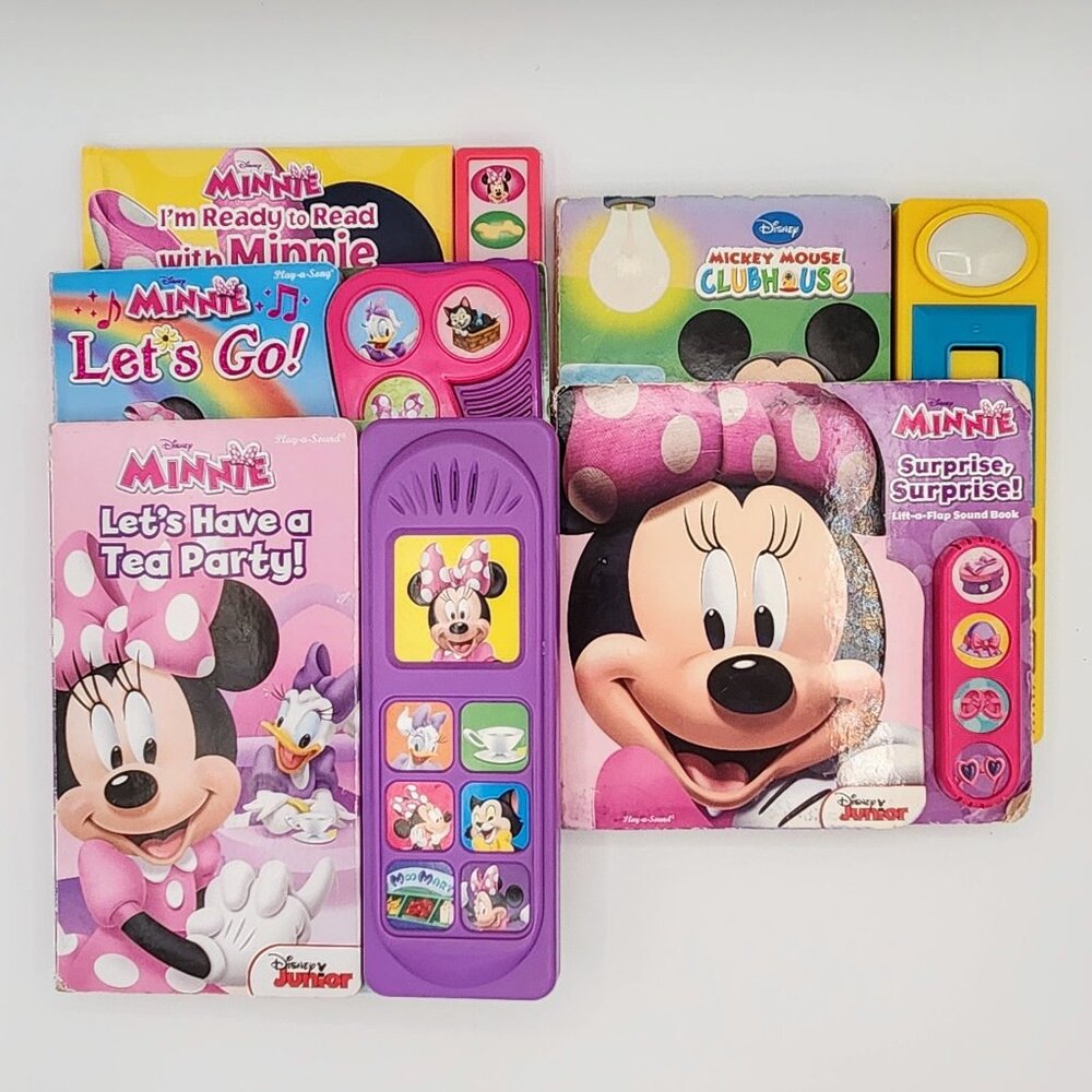 Disney Minnie and Mickey Mouse books  with Sound & Music! Lot of 5. SHIPS FREE!